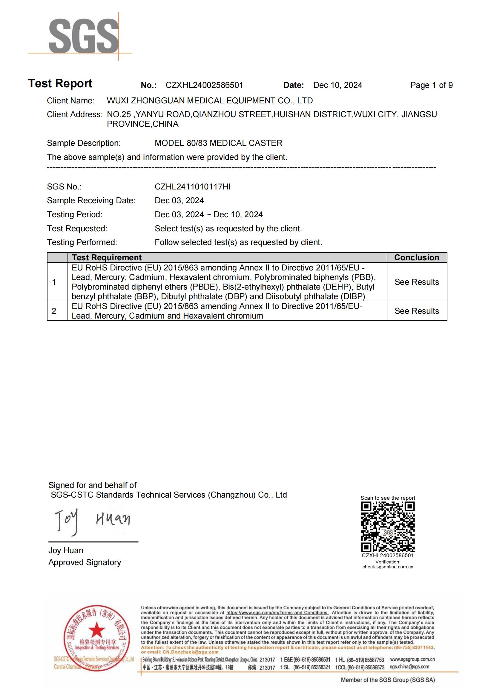 80 83SERIES RoHS Certificate(SGS)